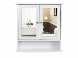 Badkamerkast met twee spiegels - 56x13x58 cm - wit