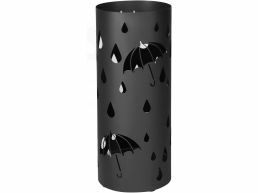 Metalen paraplublak - rond - met waterbakje - zwart