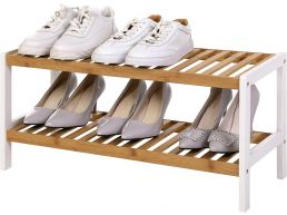 Schoenenrek - 2 niveaus - tot 8 paar schoenen - 70x33x26 cm - bamboe 