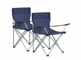 Set van 2 opvouwbare campingstoelen - klapstoelen voor buiten - met armleuningen en bekerhouders - stabiel frame - draagvermogen 120 kg - blauw