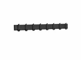 Lange wandkapstok - retro - 8 zwarte haken - 88x6.5x1.5 cm - zwart