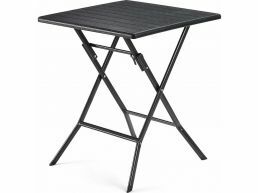 Vierkant tafeltje - voor buiten - houten look - 62x62x73 cm - zwart  
