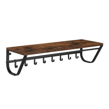 Wandkapstok - vintage - 8 haken - met rail - 90x20x30 cm - vintage bruin Wandkapstok - vintage - 8 haken - met rail - 90x20x30 cm - vintage bruin