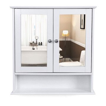 Badkamerkast met twee spiegels - 56x13x58 cm - wit