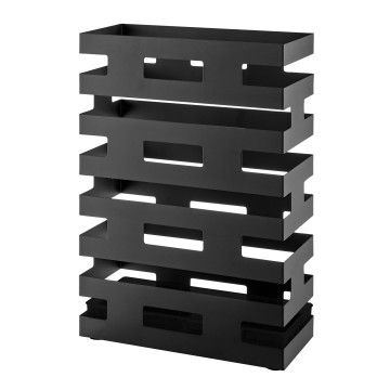 Metalen design paraplubak - rechthoekig - met waterbakje - zwart Metalen design paraplubak - rechthoekig - met waterbakje - zwart