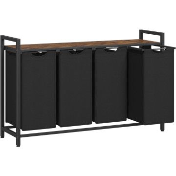 Wasmand - Wassorteerder - 4 vakken - Vintage - Zwart Wasmand - Wassorteerder - 4 vakken - Vintage - Zwart