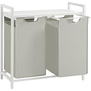 Wasmand - met 2 uitschuifbare zakken - 92 liter - wit Wasmand - met 2 uitschuifbare zakken - 92 liter - wit