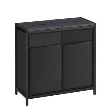 Wasmand met 2 vakken - wassorteerder - met afneembare deksels - zwart Wasmand met 2 vakken - wassorteerder - met afneembare deksels - zwart