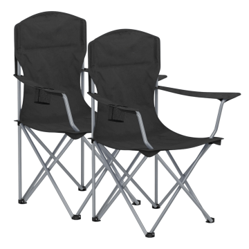 Campingstoel - luxe campingstoelen set van 2 - strandstoel - klapstoel - kampeerstoel - camping - kamperen - zwart