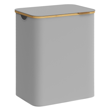 Wasmand - wassorteerder - 2 vakken - bamboe - grijs Wasmand - wassorteerder - 2 vakken - bamboe - grijs