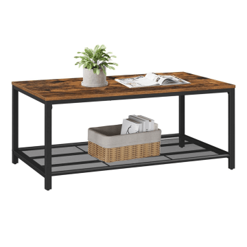 Salontafel - met fijnmazig rooster - 106x45x60 cm - vintage bruin