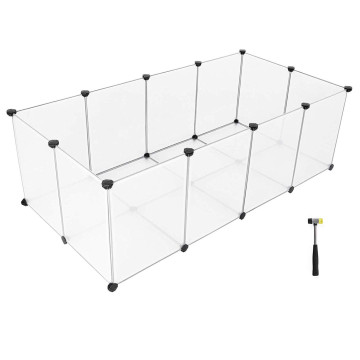 Metalen kooi - voor cavia, konijn, puppy - 143x46x73 cm - transparant 