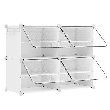 Schoenenkast - schoenenrek - met deuren - voor 16 paar schoenen - 83 x 63 x 32 cm - kunststof/metaal - wit Schoenenkast - schoenenrek - met deuren - voor 16 paar schoenen - 83 x 63 x 32 cm - kunststof/metaal - wit