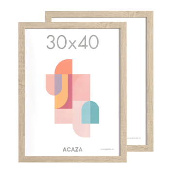 Set van 2 fotokaders - 30 x 40 cm - foto lijsten in MDF hout - lichte eik kleur