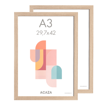 Set van 2 fotokaders - A3 formaat - foto Lijsten in MDF hout - licht eik