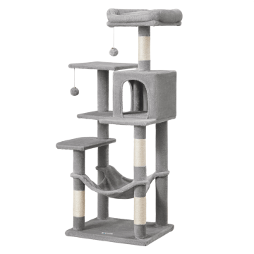 Grote krabpaal voor meerdere katten - met hangmat - kattenpaal - 143 cm - lichtgrijs Grote krabpaal voor meerdere katten - met hangmat - kattenpaal - 143 cm - lichtgrijs