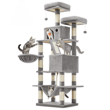 Krabpaal - krabpaal voor grote Katten - 168 cm hoog - lichtgrijs Krabpaal - krabpaal voor grote Katten - 168 cm hoog - lichtgrijs