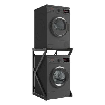 Wasmachine kast - opbouwmeubel - metaal - zwart Wasmachine kast - opbouwmeubel - metaal - zwart