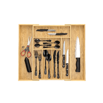 Bestekbak - verstelbaar - 7 tot 9 vakken - bamboe Bestekbak - verstelbaar - 7 tot 9 vakken - bamboe