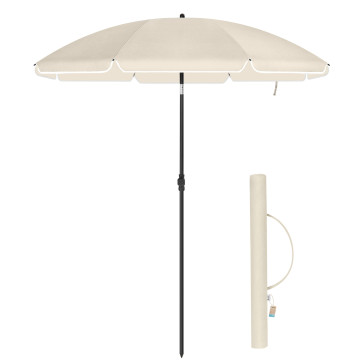 Stokparasol - Ø 160 cm - achthoekig - kantelbaar - met draagtas - beige