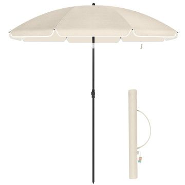 Parasol - Ø 200 cm - achthoekig - kantelbaar - met draagtas - beige