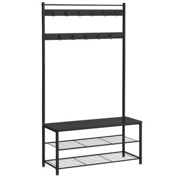 Garderoberek - industriële look - 11 haken - 85x175x32 cm - zwart Garderoberek - industriële look - 11 haken - 85x175x32 cm - zwart