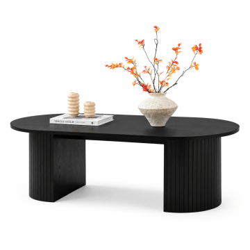 Salontafel - luxe salontafel rond - zwart - 120 x 59 x 37,5 cm (L x B x H) - hout