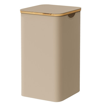 Wasmand met deksel - 90 L - bamboe - 42 x 33 x 70,5 cm - zandkleur Wasmand met deksel - 90 L - bamboe - 42 x 33 x 70,5 cm - zandkleur
