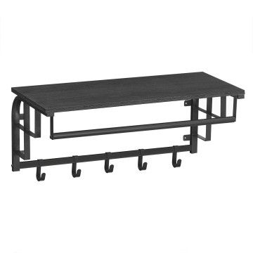 Wandkapstok - vintage - 5 haken - 66x27x30 cm - zwart Wandkapstok - vintage - 5 haken - 66x27x30 cm - zwart