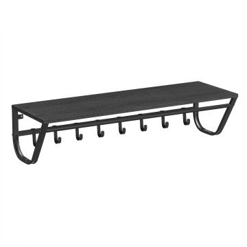 Wandkapstok - 8 haken - met rail - 90x20x30 cm - zwart Wandkapstok - 8 haken - met rail - 90x20x30 cm - zwart