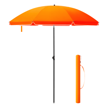 Parasol - Ø 200 cm - achthoekig - kantelbaar - met draagtas - oranje 