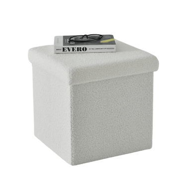 Opvouwbare poef - met opbergruimte - 37x37x37 cm - wit