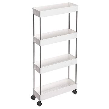 Opbergtrolley - 4 niveaus - 40x86x12.5 cm - wit Opbergtrolley - 4 niveaus - 40x86x12.5 cm - wit
