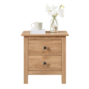 Nachtkastje - nachtkastjes - eiken kleur - 46 x 35 x 50 cm (L x B x H) - kast met 2 lades