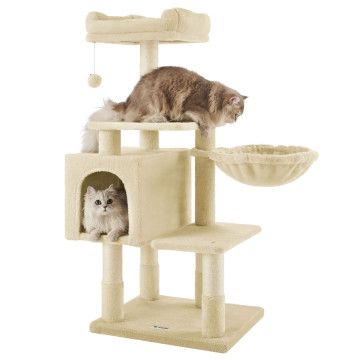 Krabpaal - multilevel - met huisje en speeltje - 50x110x40 cm - beige Krabpaal - multilevel - met huisje en speeltje - 50x110x40 cm - beige