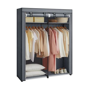 Kleerkast - opvouwbaar - stof - 140x174x43 cm - grijs Kleerkast - opvouwbaar - stof - 140x174x43 cm - grijs