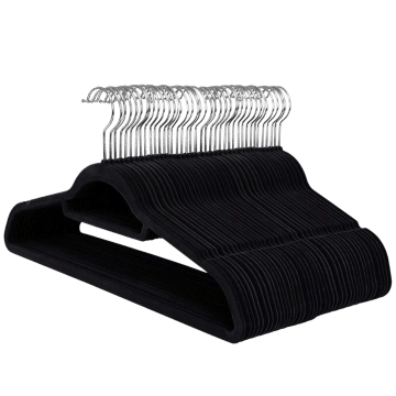 Antislip kledinghangers - plooibaar - roterende haak - 100 stuks - zwart Antislip kledinghangers - plooibaar - roterende haak - 100 stuks - zwart