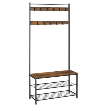 Garderoberek - industriële look - 11 haken - 85x175x32 cm - vintage bruin Garderoberek - industriële look - 11 haken - 85x175x32 cm - vintage bruin