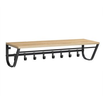 Wandkapstok - 8 haken - met rail - 90x20x30 cm - lichte eik Wandkapstok - 8 haken - met rail - 90x20x30 cm - lichte eik