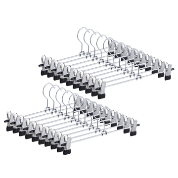 Antislip kledinghangers - medium - 30 cm lang - verstelbare knijpers - 20 stuks - zilvergrijs Antislip kledinghangers - medium - 30 cm lang - verstelbare knijpers - 20 stuks - zilvergrijs