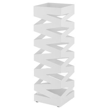 Metalen paraplubak - met waterbakje - trendy design - wit Metalen paraplubak - met waterbakje - trendy design - wit