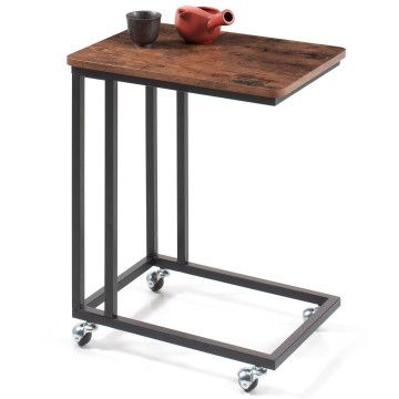 Bijzettafel - met wieltjes - vintage look - 50x62x35 cm - vintage bruin Bijzettafel - met wieltjes - vintage look - 50x62x35 cm - vintage bruin