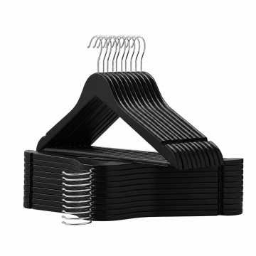 Kledinghangers - 20 stuks - antislip - massief hout - zwart Kledinghangers - 20 stuks - antislip - massief hout - zwart