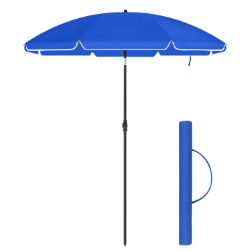 Parasol - Ø 200 cm - achthoekig - kantelbaar - met draagtas - blauw