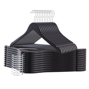 Kledinghangers - 20 stuks - antislip - massief hout - zwart Kledinghangers - 20 stuks - antislip - massief hout - zwart