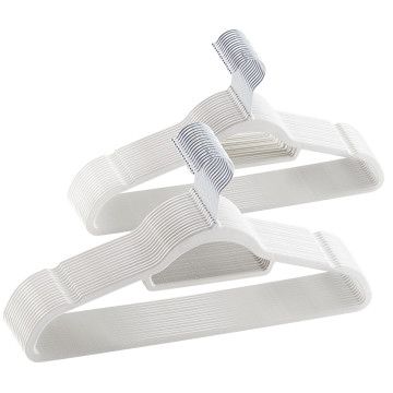 ACAZA set van 50 Kledinghangers met Fluweel, Ultra-dunne Kleerhangers met Anti-Slip, Kapstokken met Broeklat of Roklat, Ivoor Wit ACAZA set van 50 Kledinghangers met Fluweel, Ultra-dunne Kleerhangers met Anti-Slip, Kapstokken met Broeklat of Roklat, Ivoor Wit