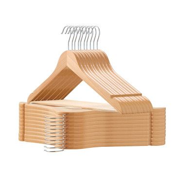 Kledinghangers - 20 stuks - antislip - broekhanger - lichtbruin - hout Kledinghangers - 20 stuks - antislip - broekhanger - lichtbruin - hout