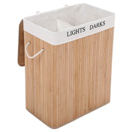 Wasmand met 2 vakken, grijs, 100 l, ruimtebesparend design, 50 liter