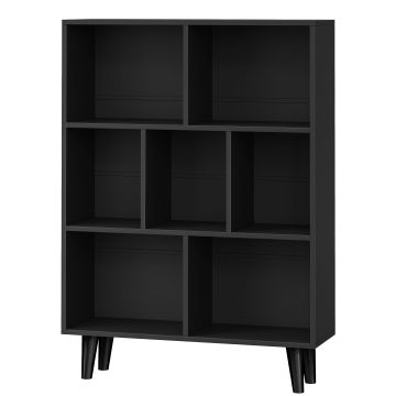 Boekenkast - opbergkast - boekenrek - 110 x 80 x 24 cm - hout - zwart