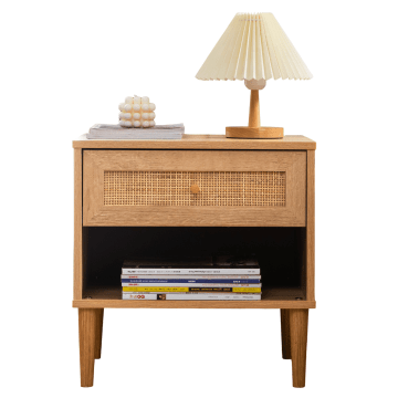 Nachtkastje - rotan accent - 48x39x49 cm - bruin Nachtkastje - rotan accent - 48x39x49 cm - bruin